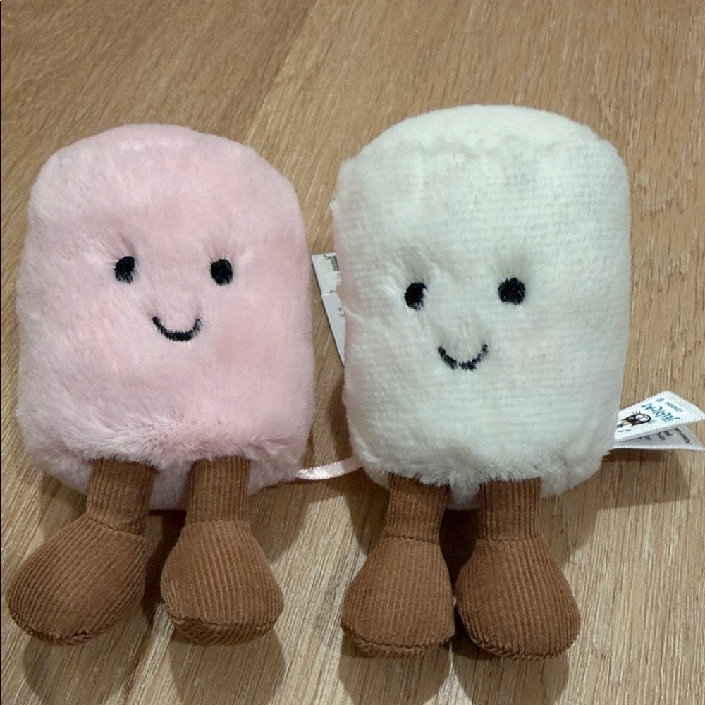 Jellycat Pink and White Plush Marshmallow Pair